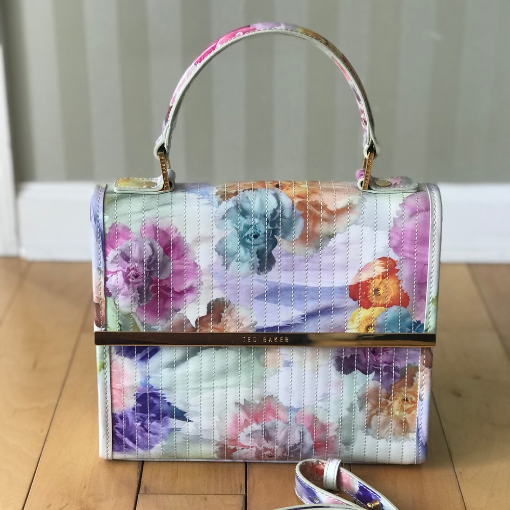 Ted Baker patent leather floral bag/purse w/ strap